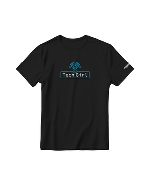 Tech Girl Round Neck T-shirt - Black